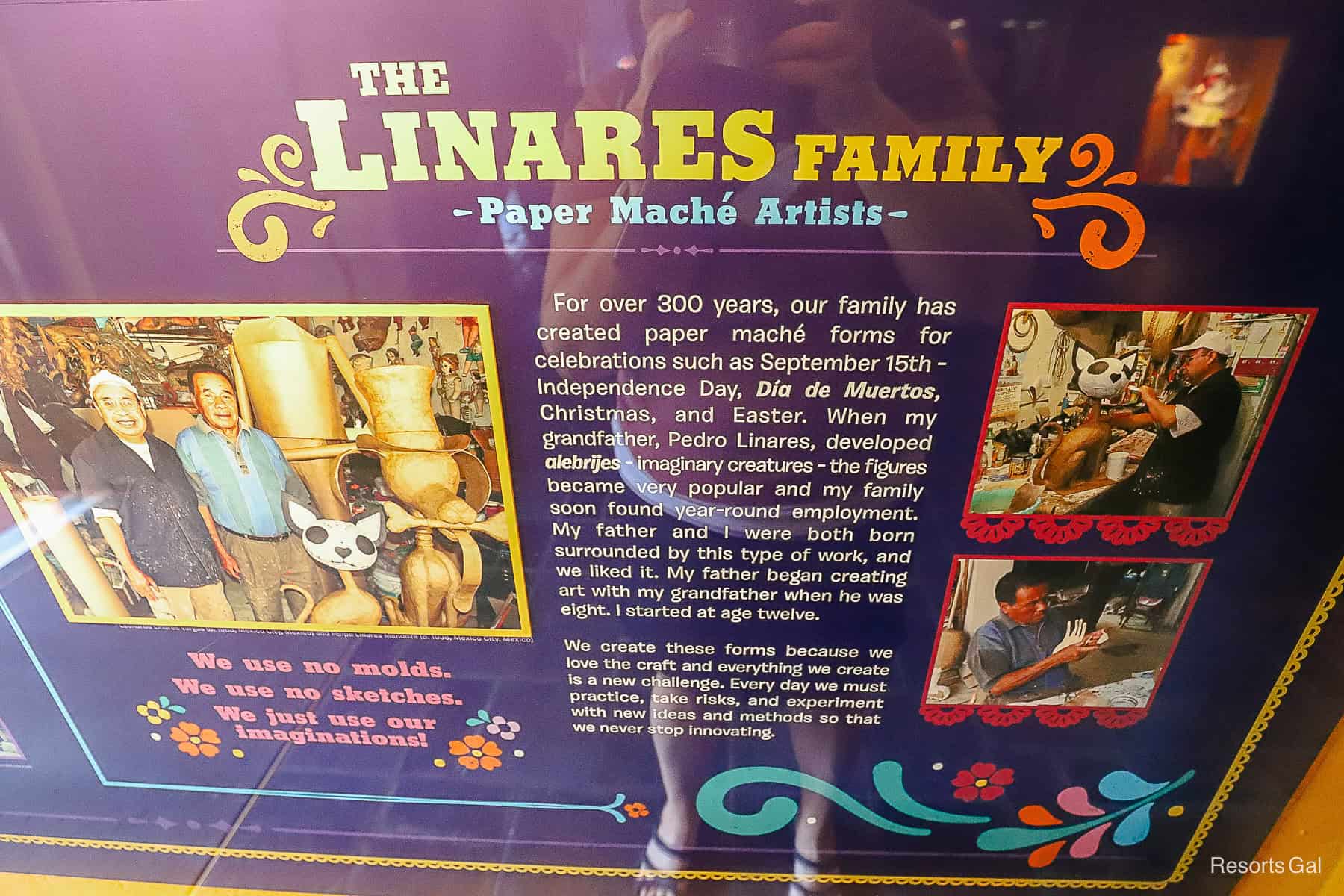 an informational about the Linares family and their contribution to paper mache art 