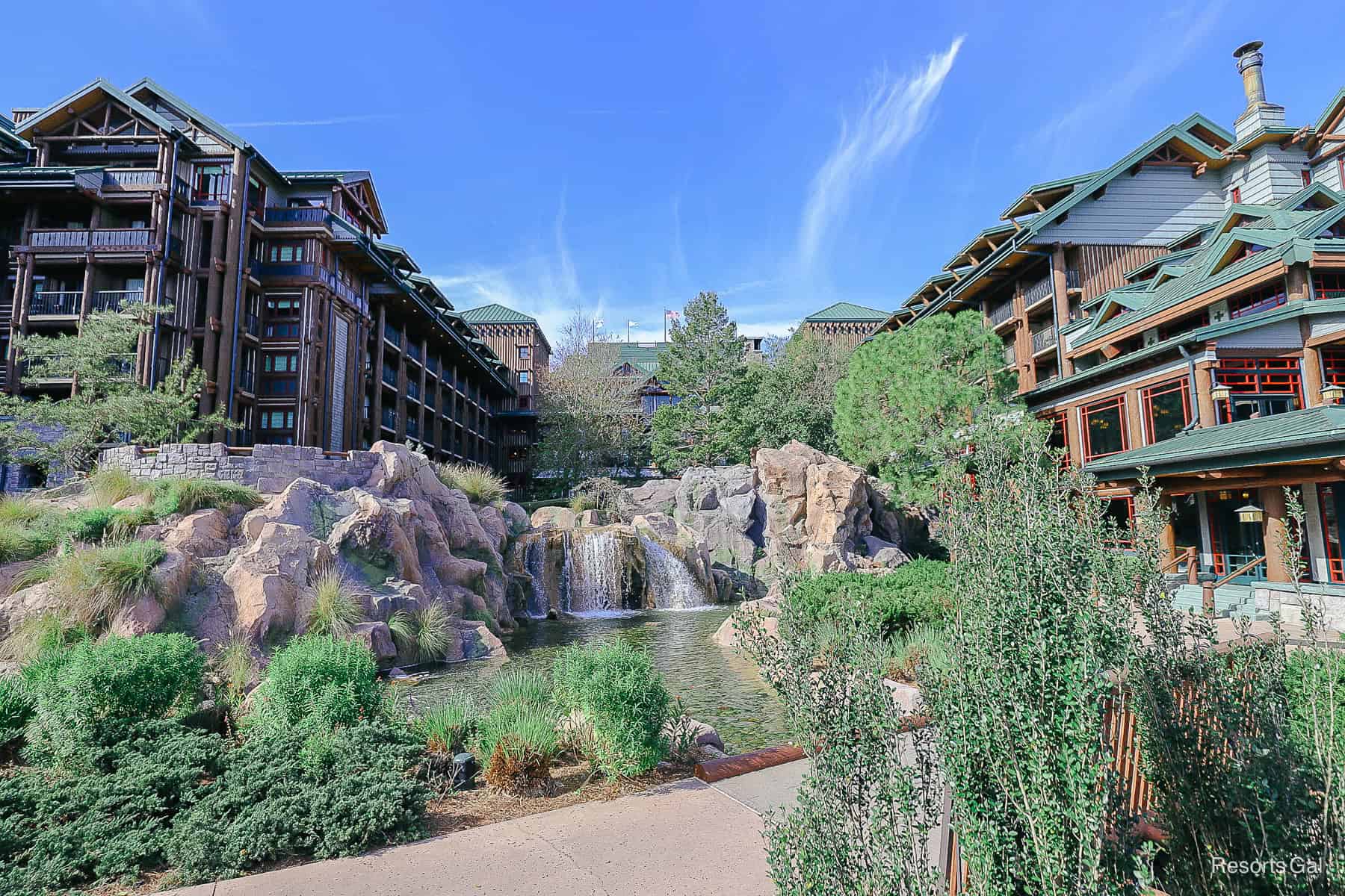 Wilderness Lodge backdrop with blue skies 