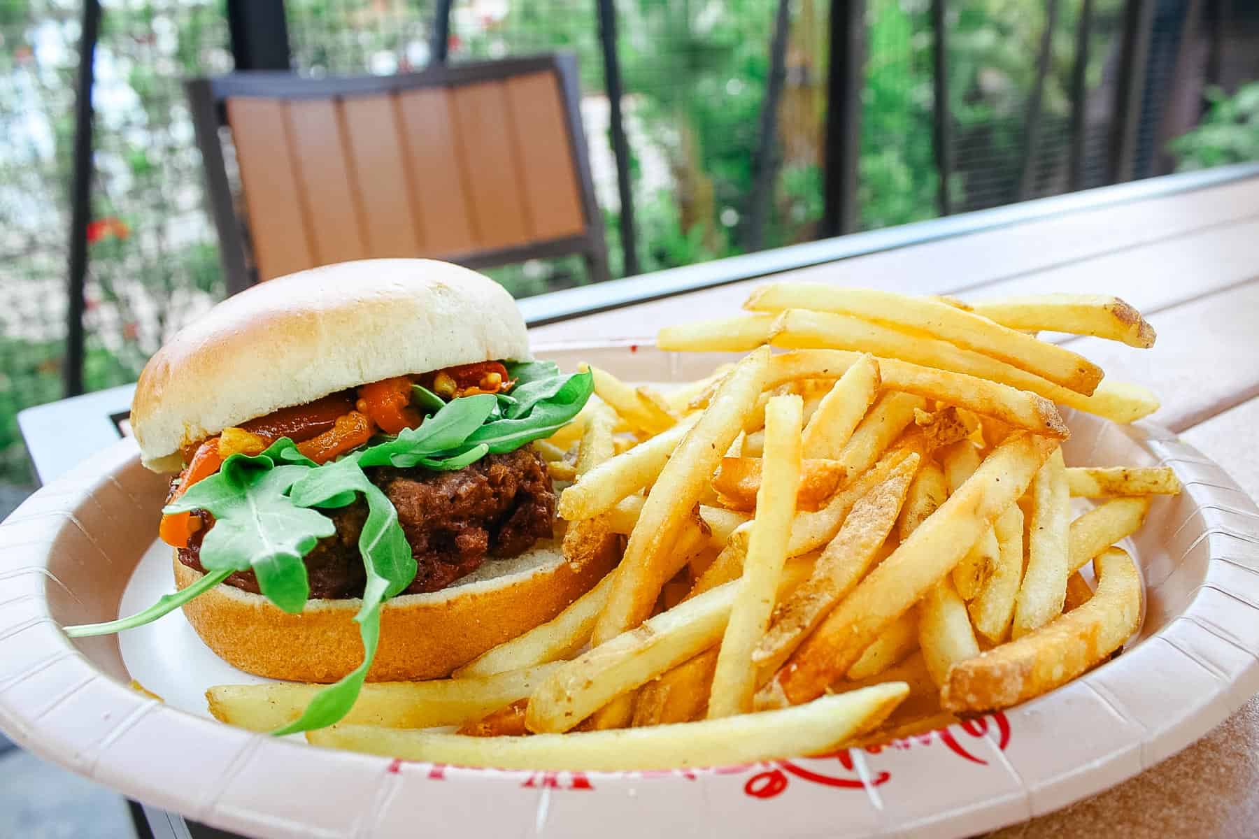 Roasted Red Pepper & Arugula Burger from Capt. Cook's 