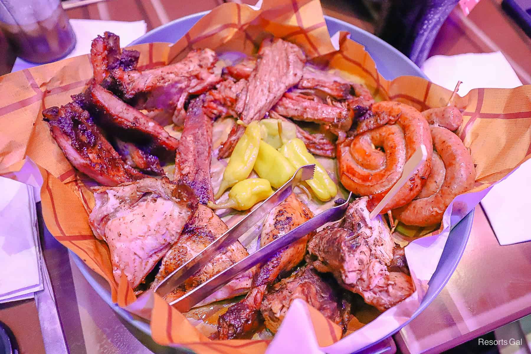 meat platter served family style at Roundup Rodeo BBQ 