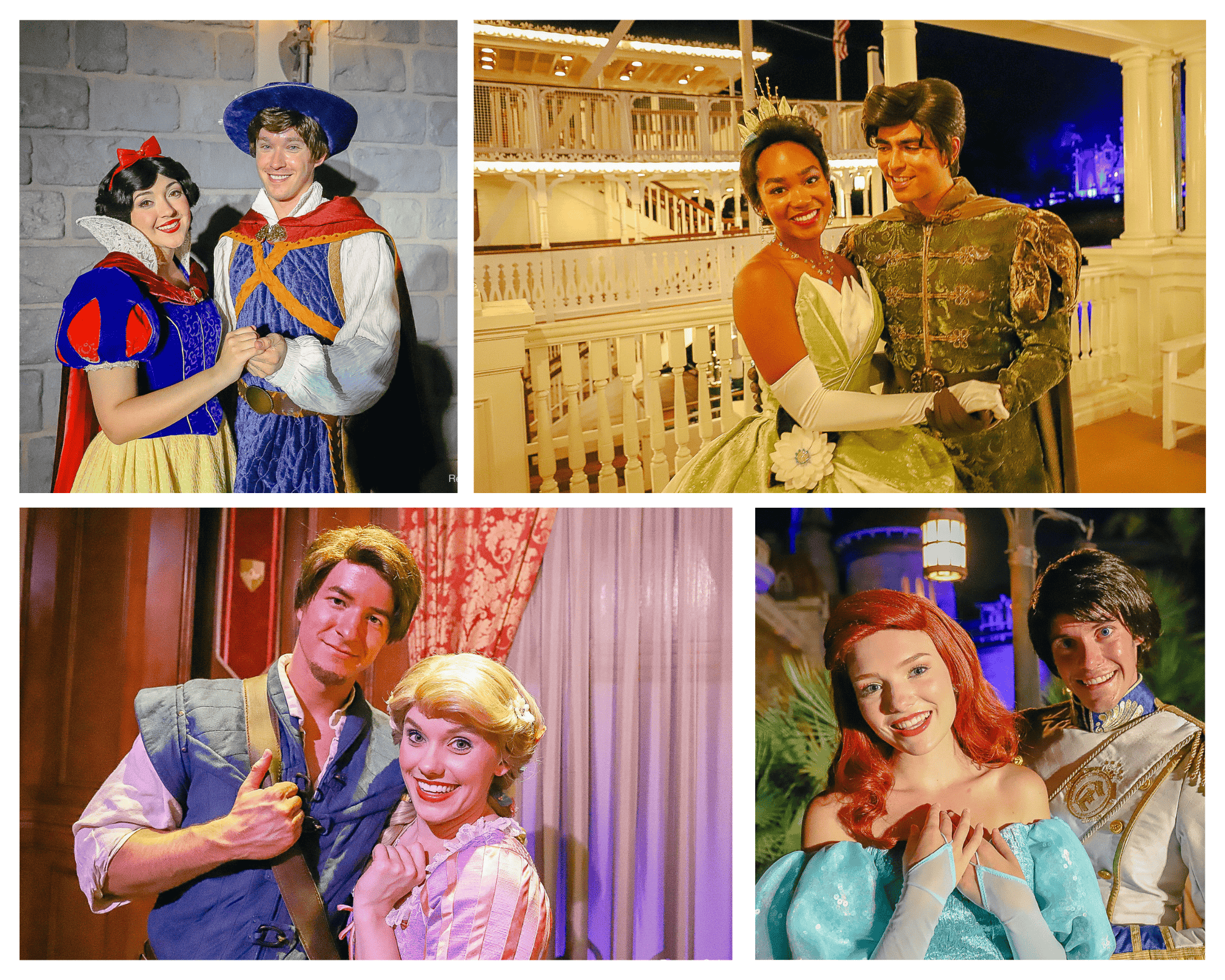 Collage with four royal couples who meet at Mickey's Very Merry Christmas Party