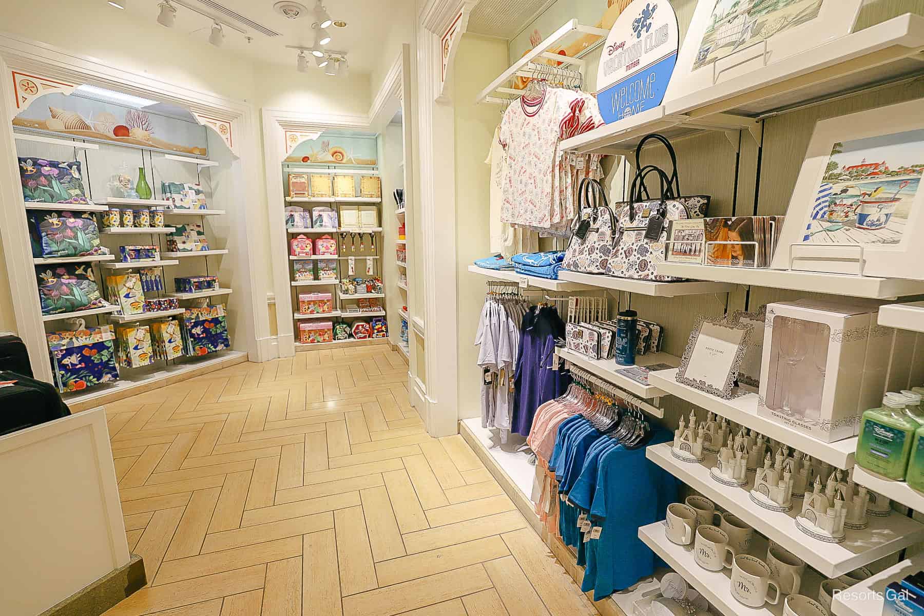 shows the store layout of Sandy Cove Gifts at the Grand Floridian 