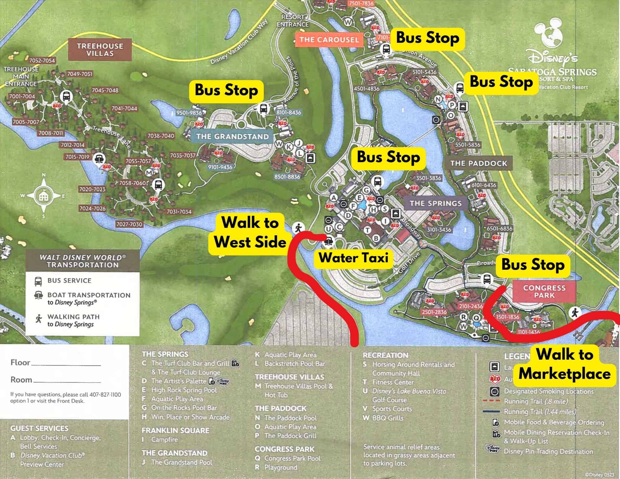 Saratoga Springs Resort Transportation Map 