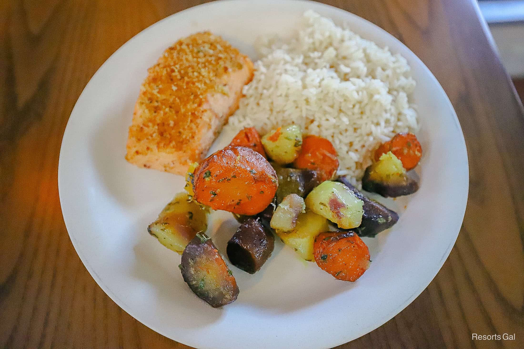 panko crusted salmon with roast carrots from Port Orleans French Quarter Resort 