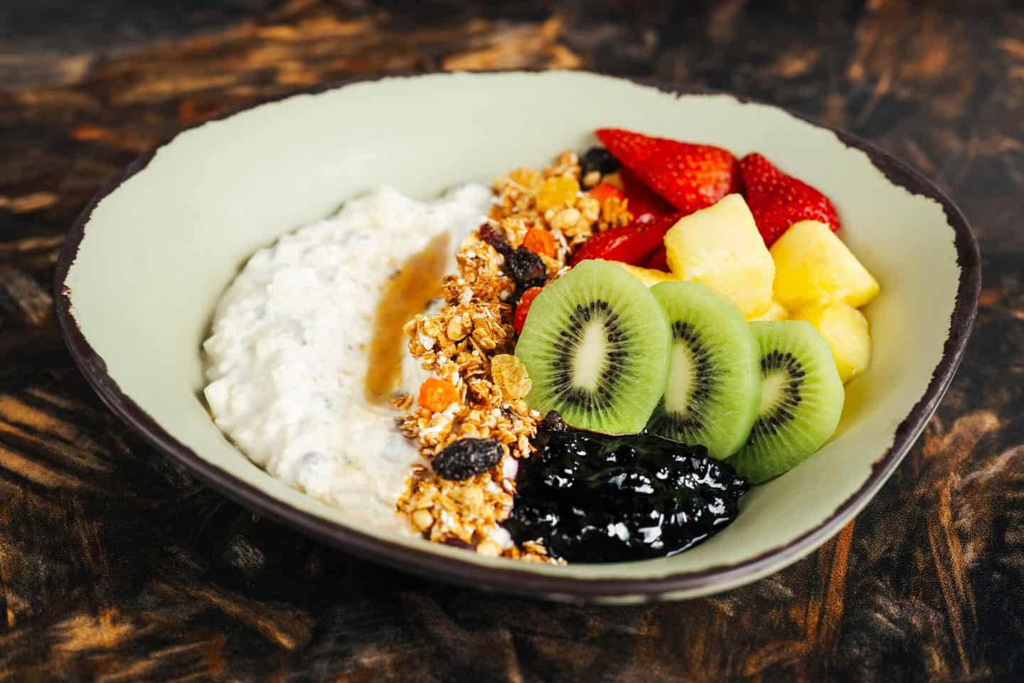 Menu Item Breakfast: Tropical Pandoran Forest Fruits with fresh yogurt, muesli, and honey