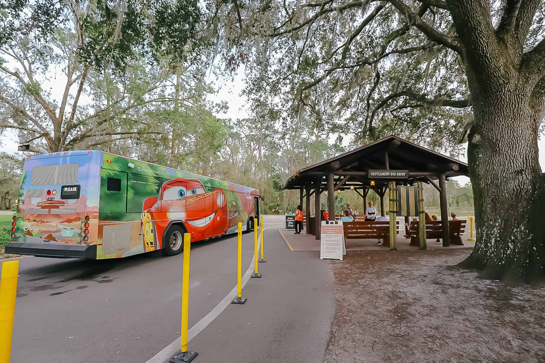 the Settlement bus stop at Fort Wilderness 