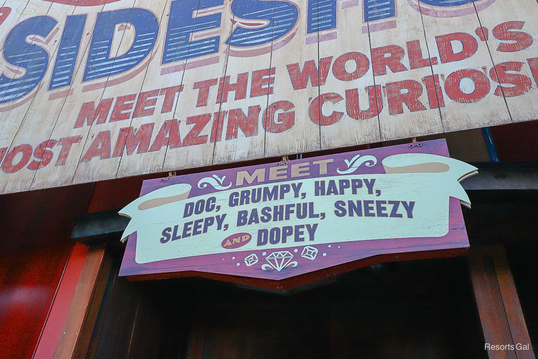 The Seven Dwarfs names Doc, Grumpy, Happy, Sleepy, Bashful, Sneezy, and Dopey 