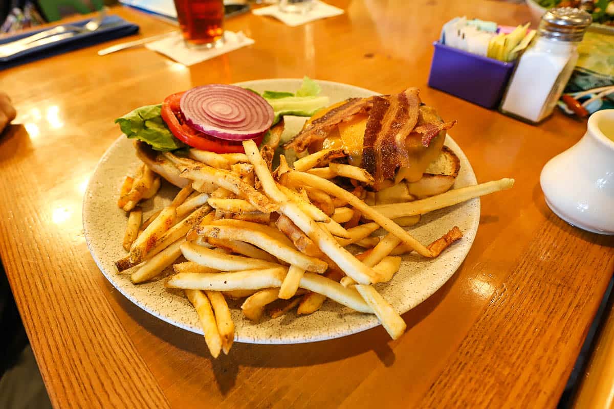 a cheeseburger and fries from a restaurant at Disney's Old Key West 