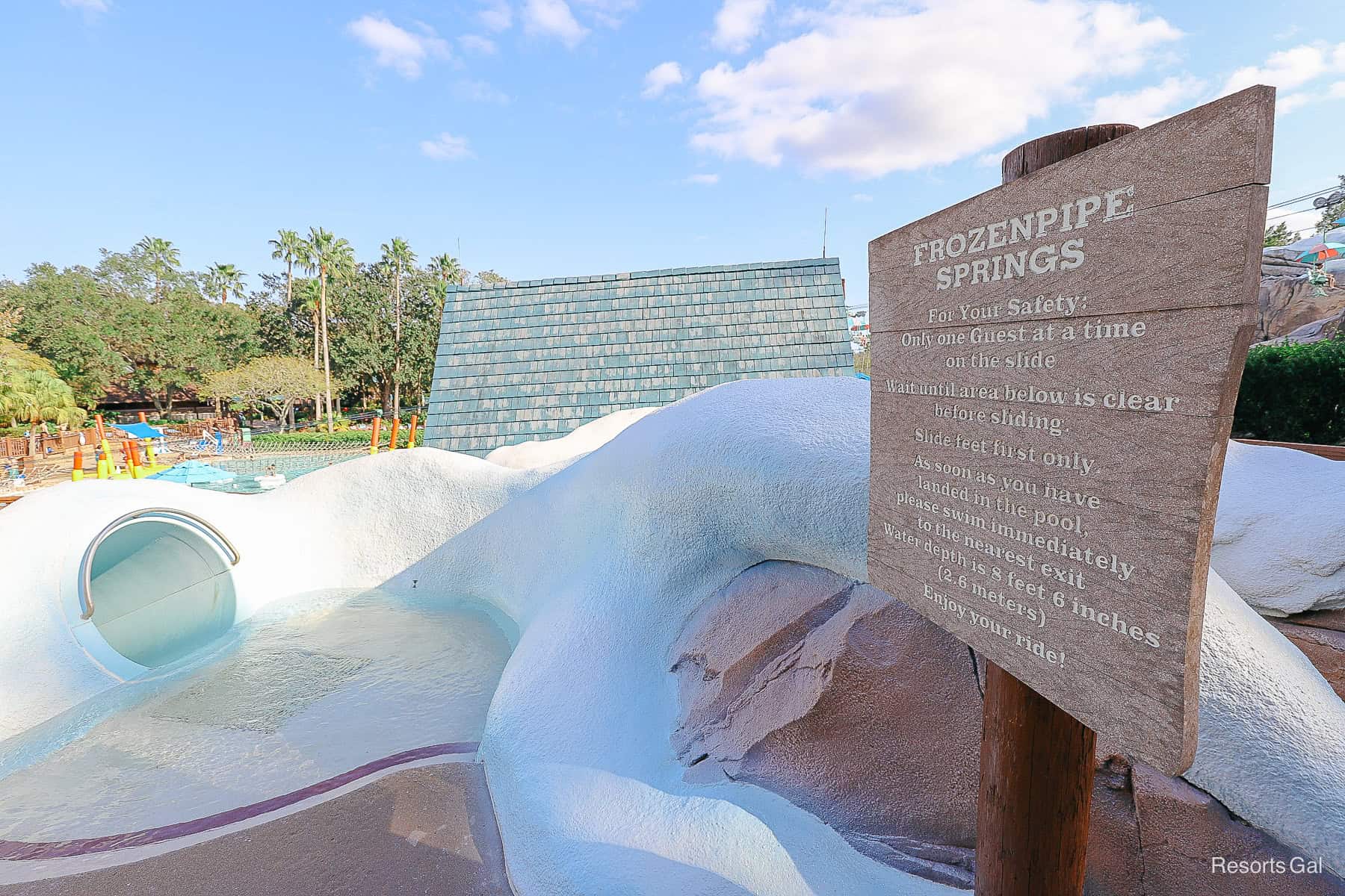 the FrozenPipe Springs body slide at Ski Patrol Training Camp 