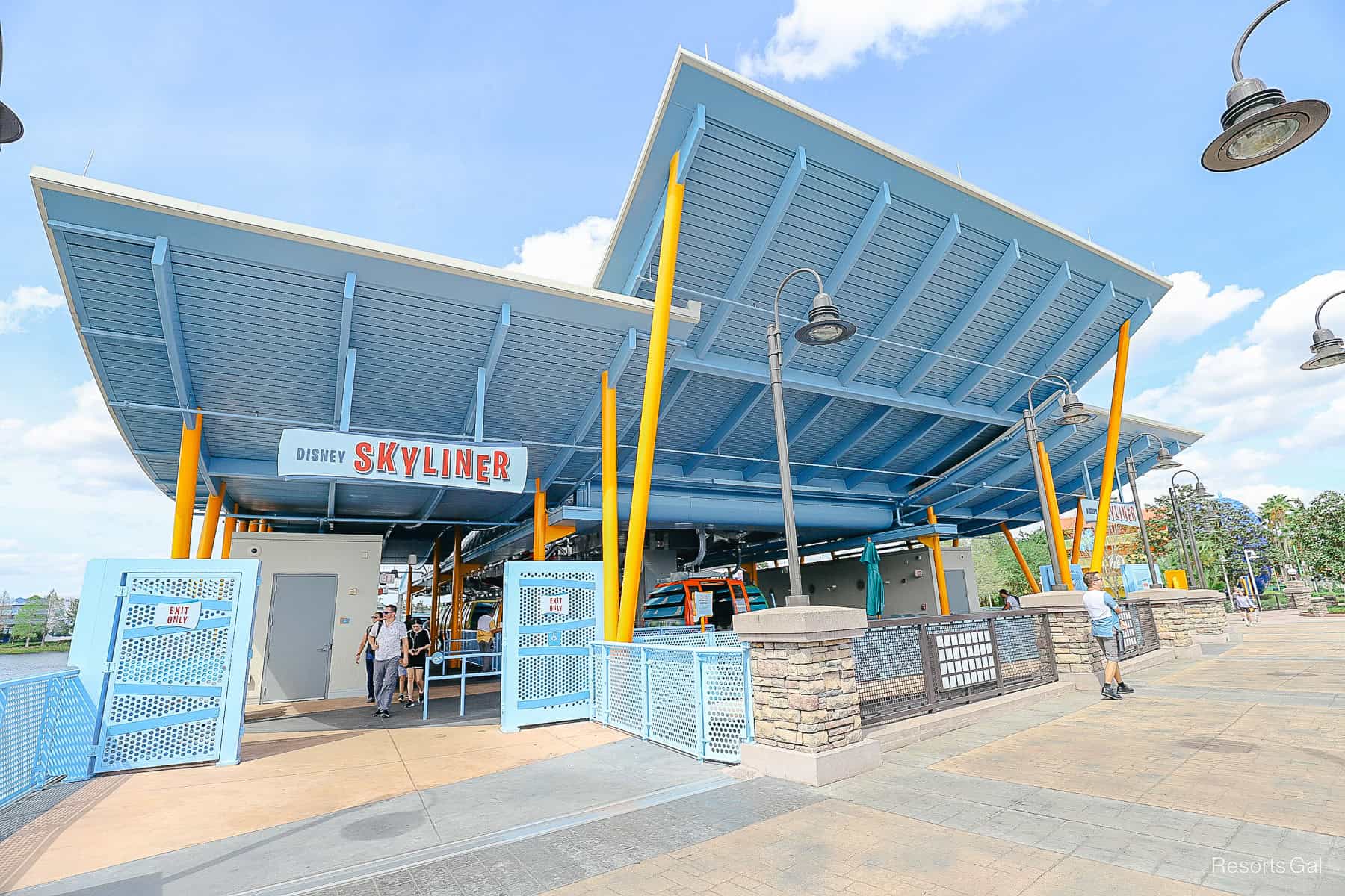 a view of the Disney Skyliner station shared between Pop Century and Art of Animation 