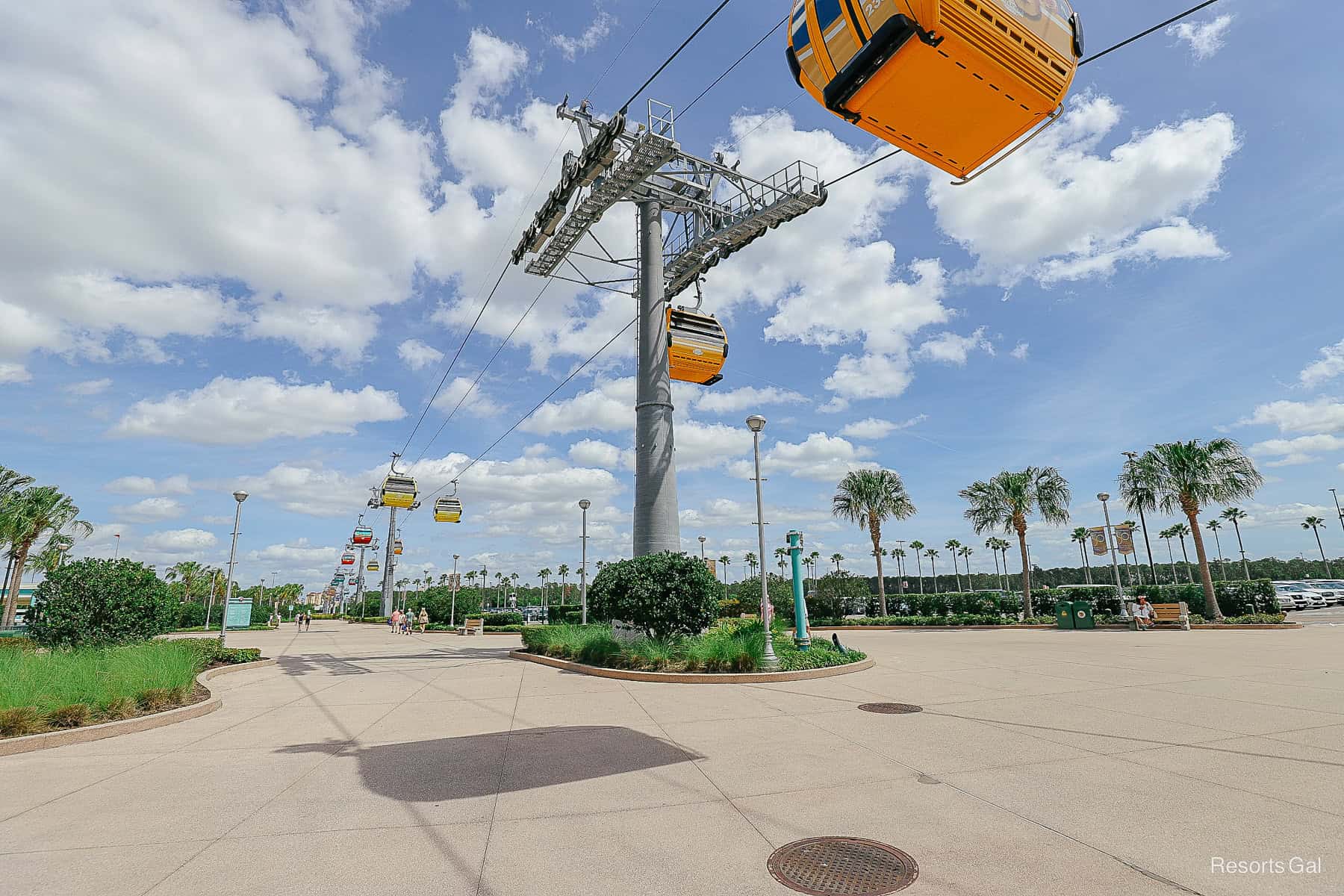 The Disney Skyliner on a sunny day.