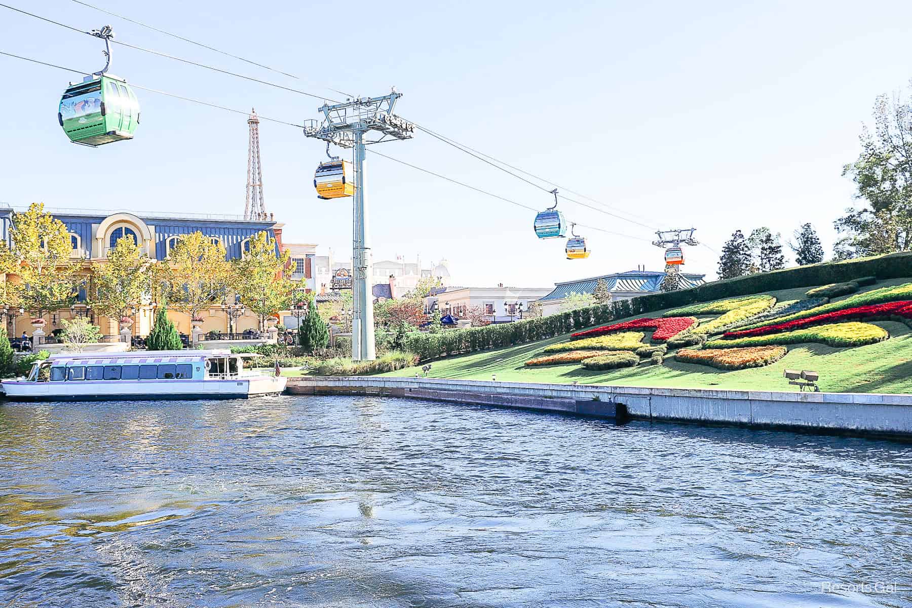 The Skyliner departing Epcot's International Gateway headed to the resorts.