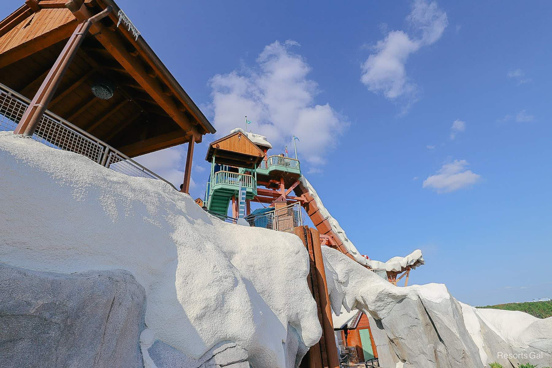 a side angle of the top of the slide 