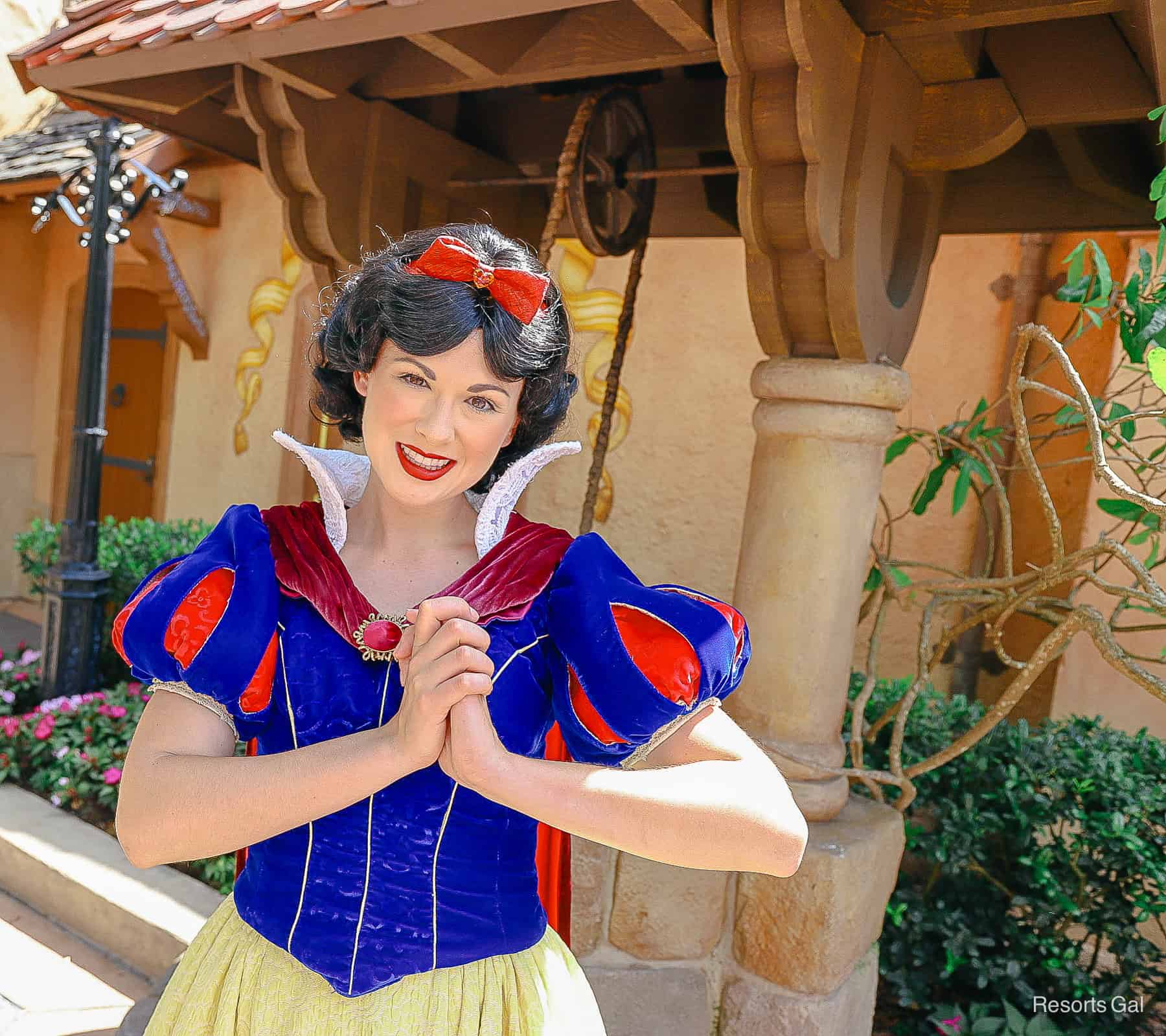 Snow White at her wishing well. 