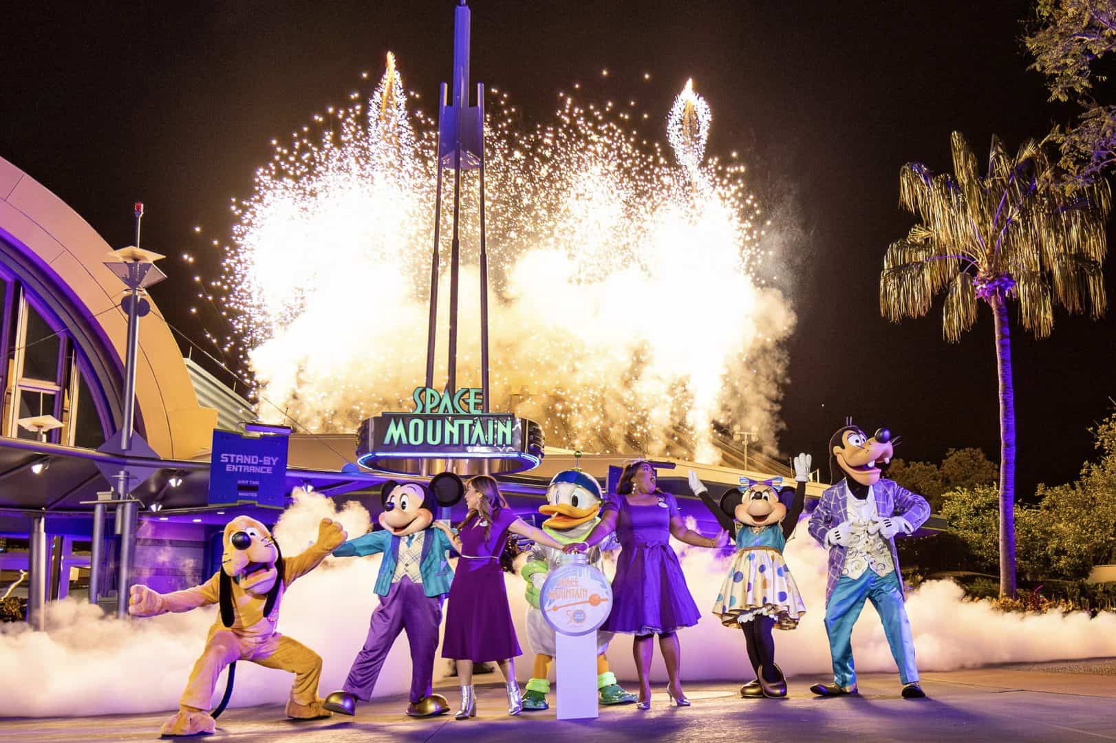 Mickey and Friends in front of Space Mountain