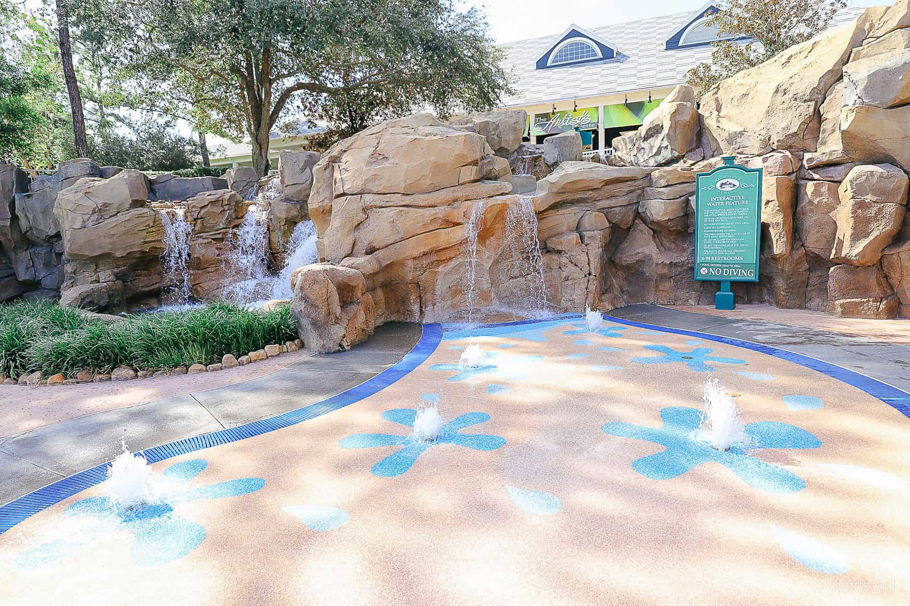 the splash pad at Disney's Saratoga Springs, the Springs Pool 