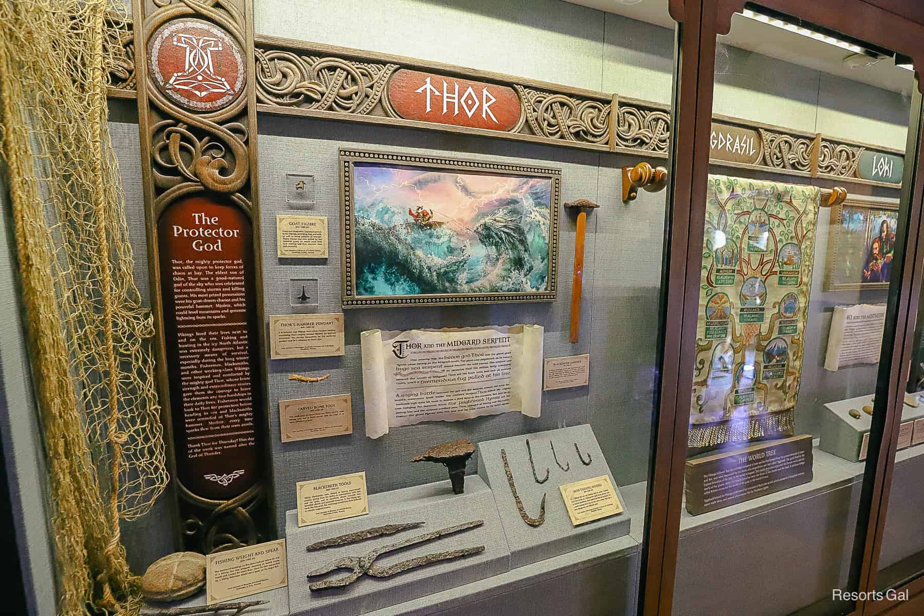 a display showing the legends of the viking gods at Epcot 