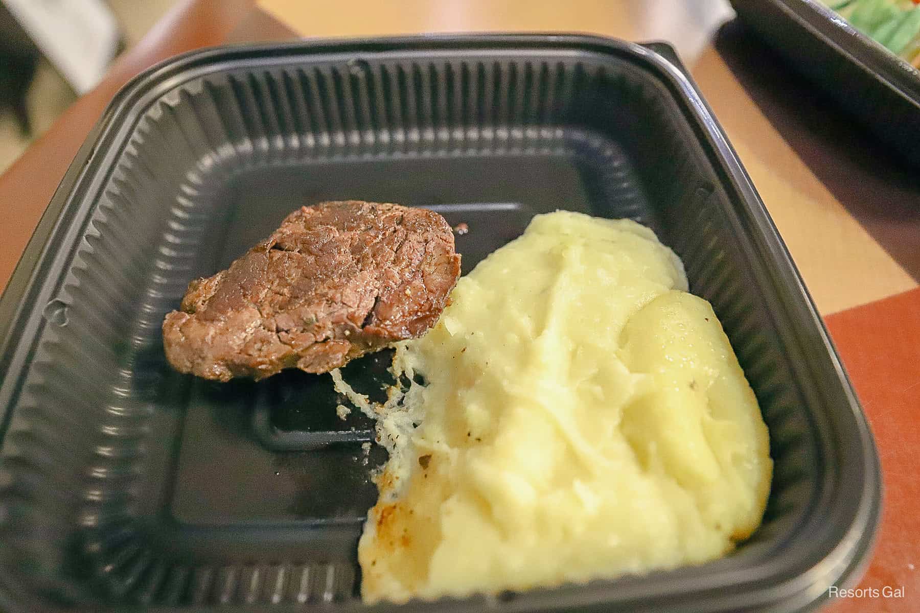 an order with steak and mashed potatoes from Steakhouse 71 