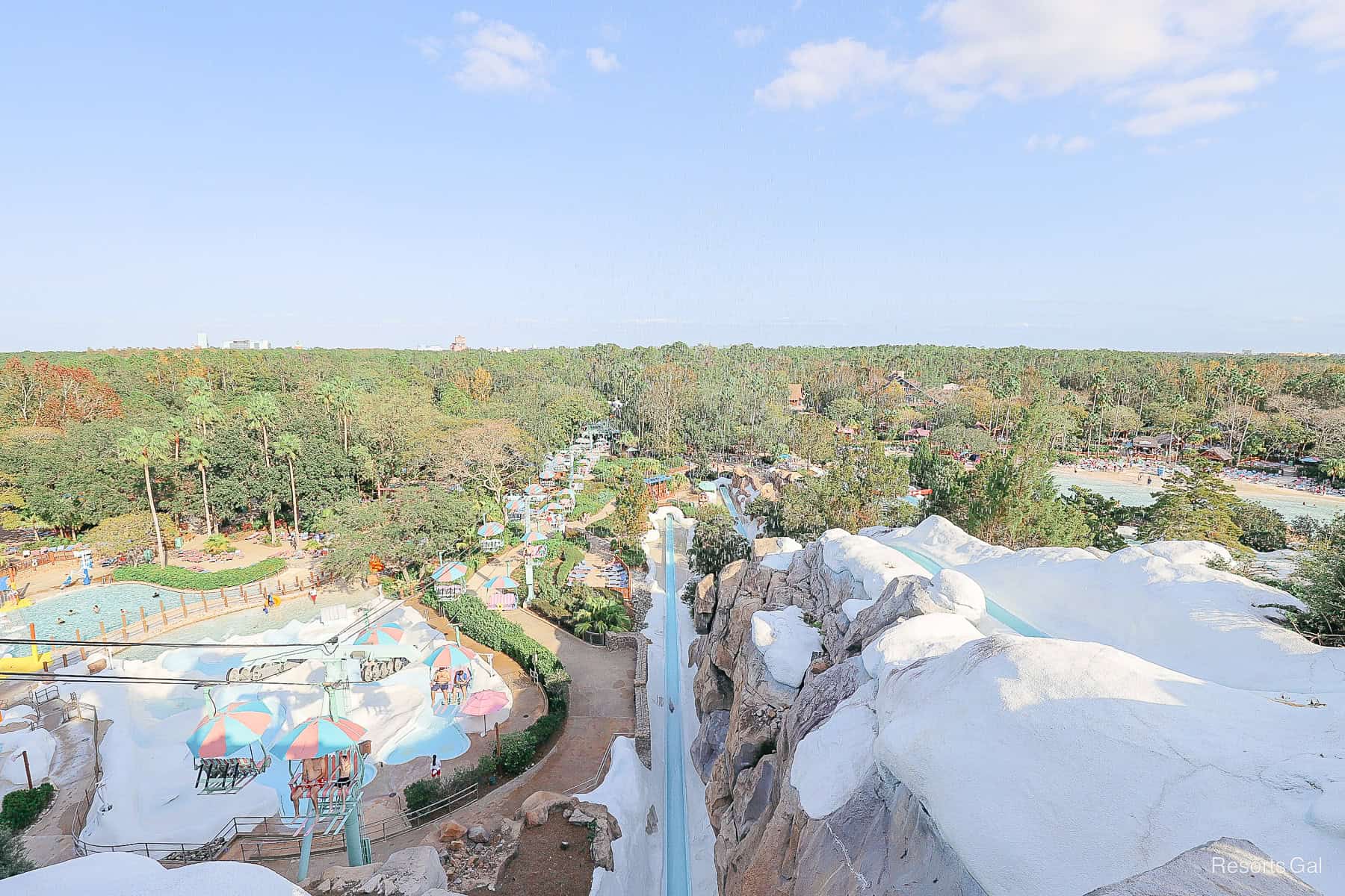 the freefall 12-story drop slide at Blizzard Beach 