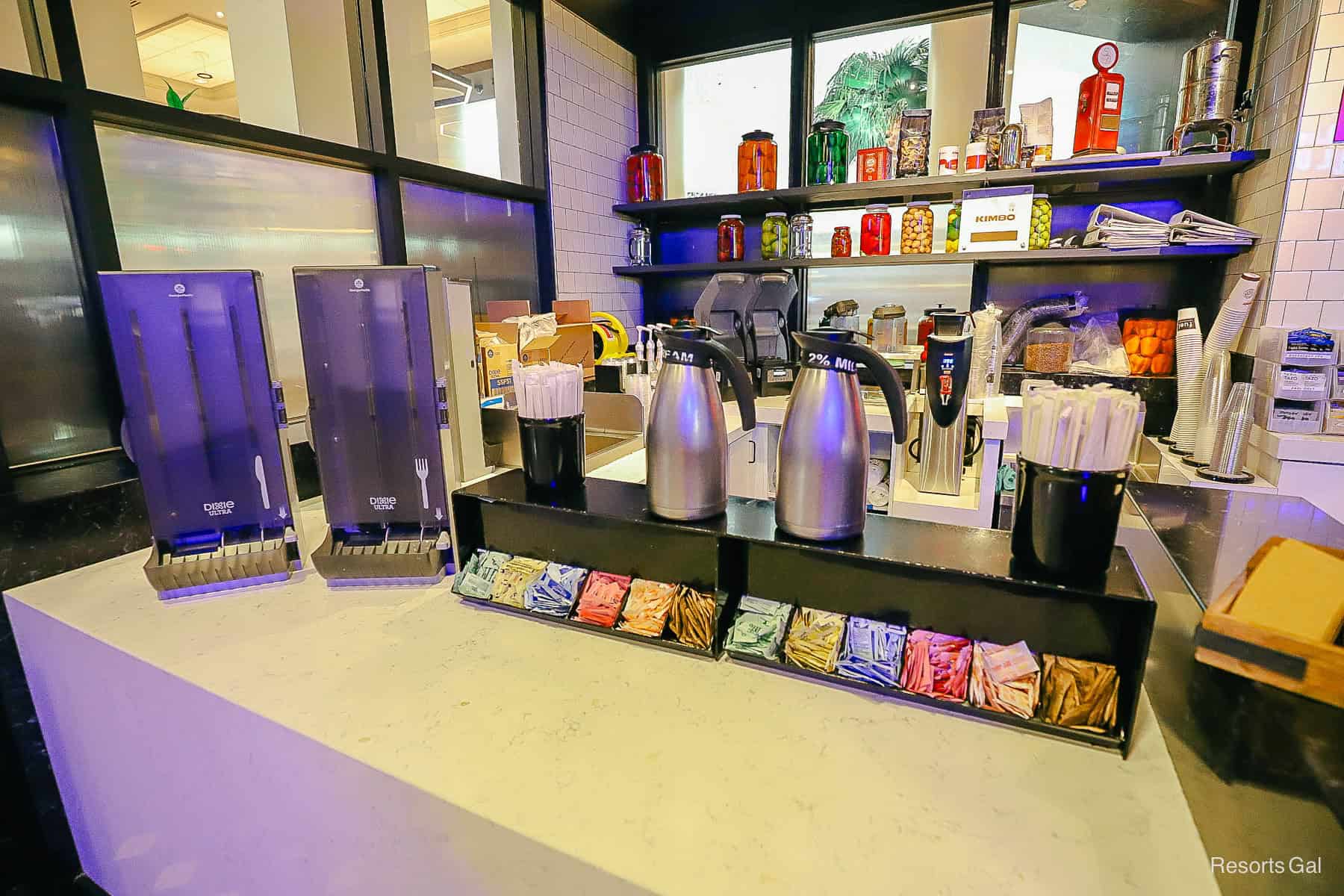 a coffee bar at Disney's Swan and Dolphin Hotel 