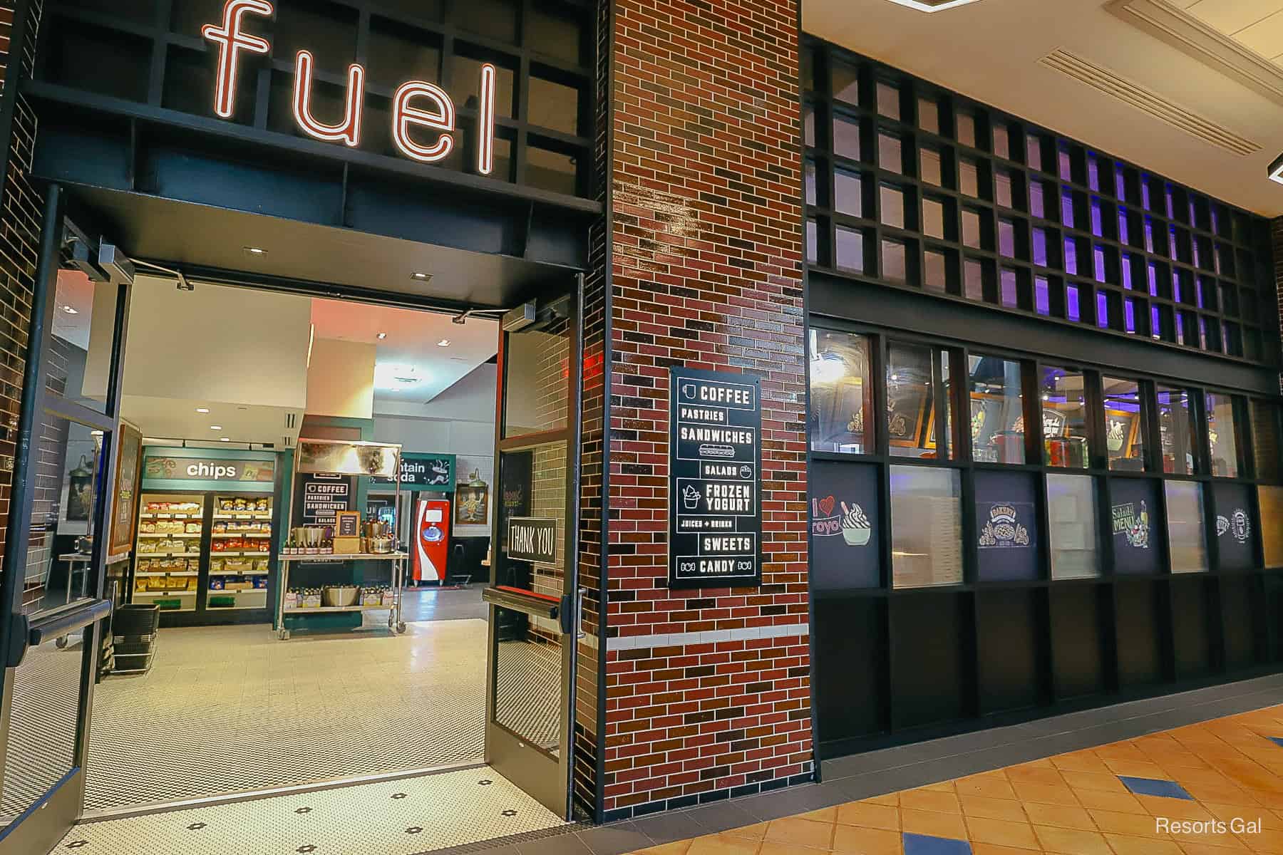 Fuel entrance at Disney's Dolphin, a quick service restaurant 