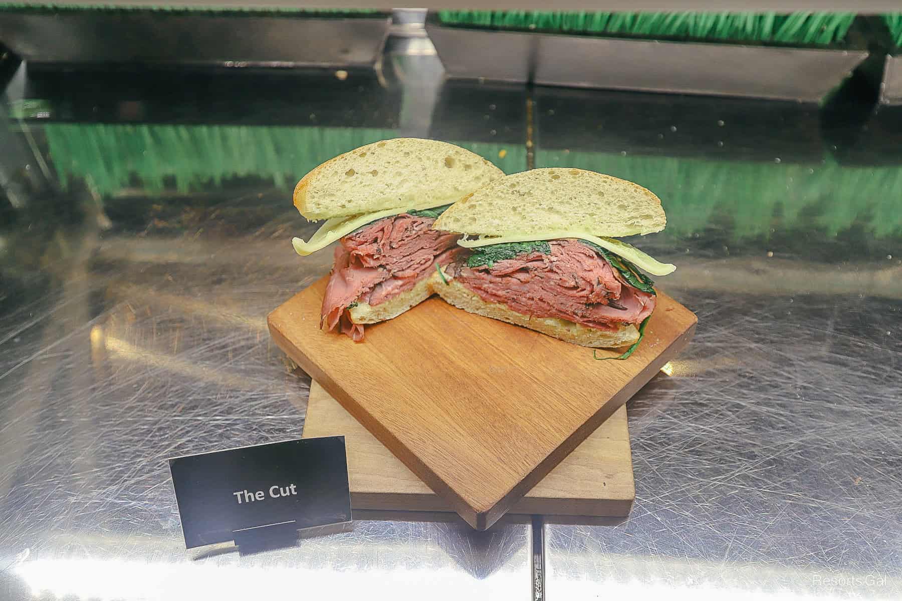 a sandwich on display as an example of what can be ordered 