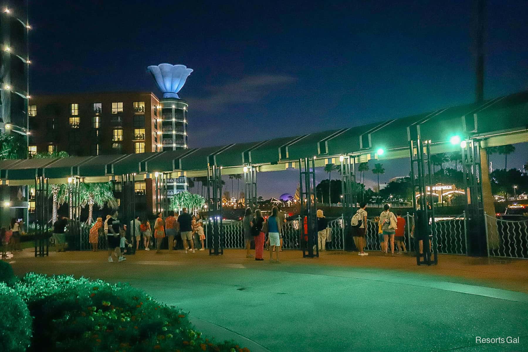 guests watching fireworks at Epcot from the causeway 