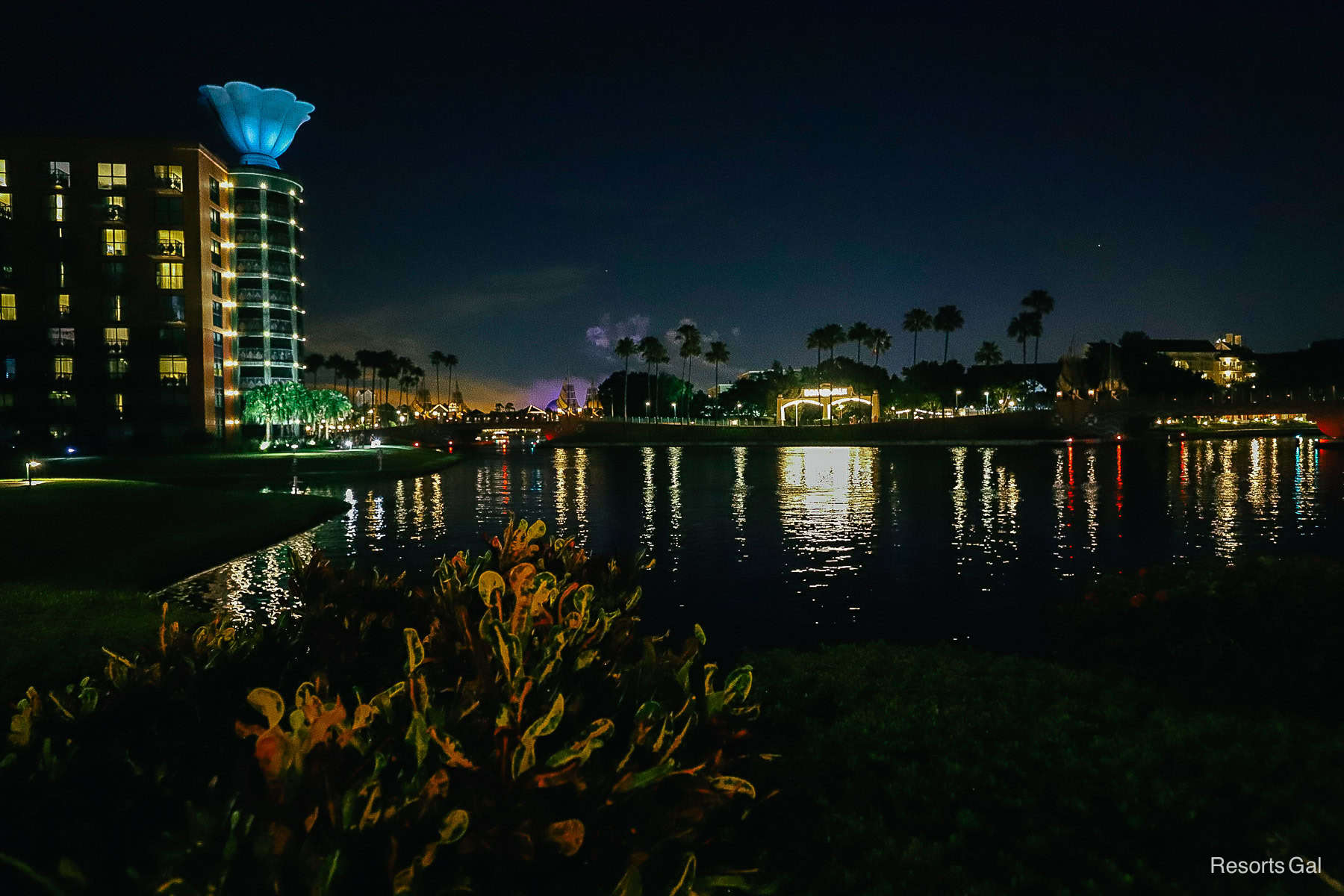 the view from the causeway at the Swan and Dolphin toward Epcot and the Boardwalk 