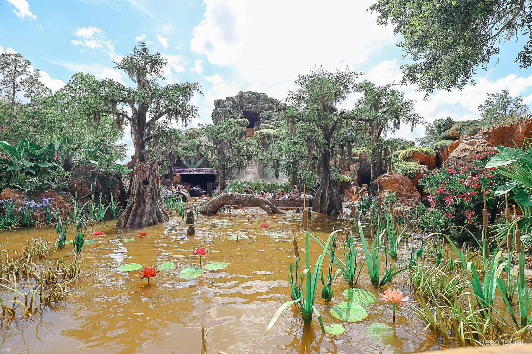 an outdoor view of the Bayou of Tiana's new ride 