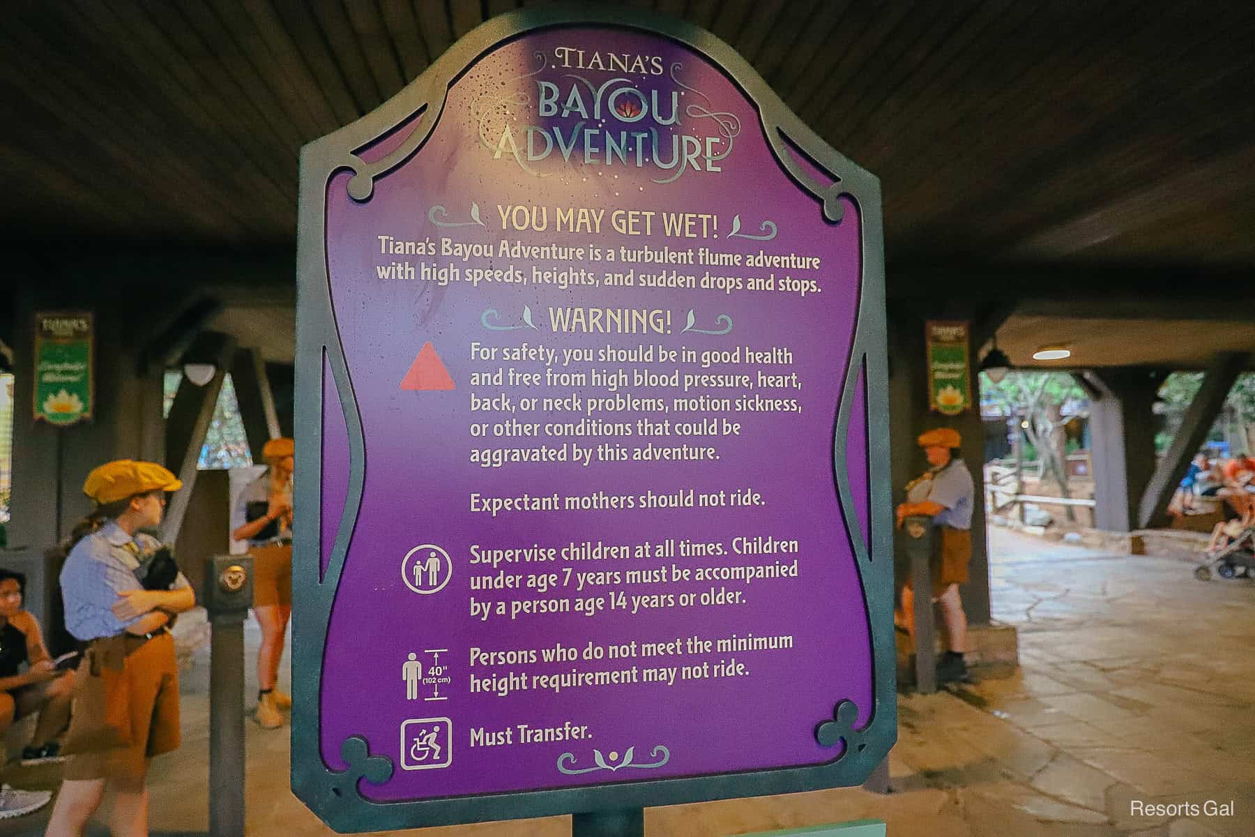 Tiana's Bayou Adventure Warnings and Ride Rules 