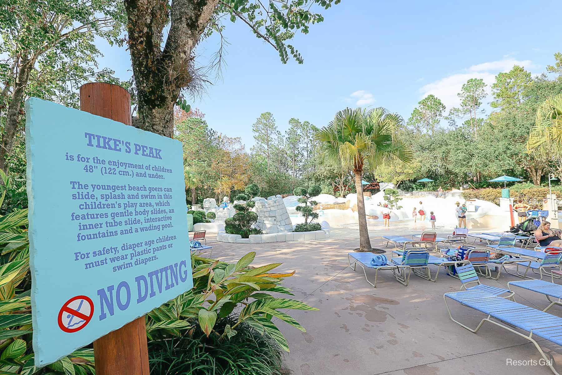 guests in loungers around Tike's Peak at Blizzard Beach 