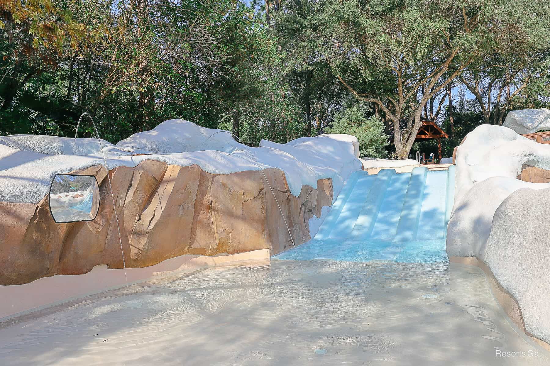 three mini slides for children at Blizzard Beach's aquatic play area 