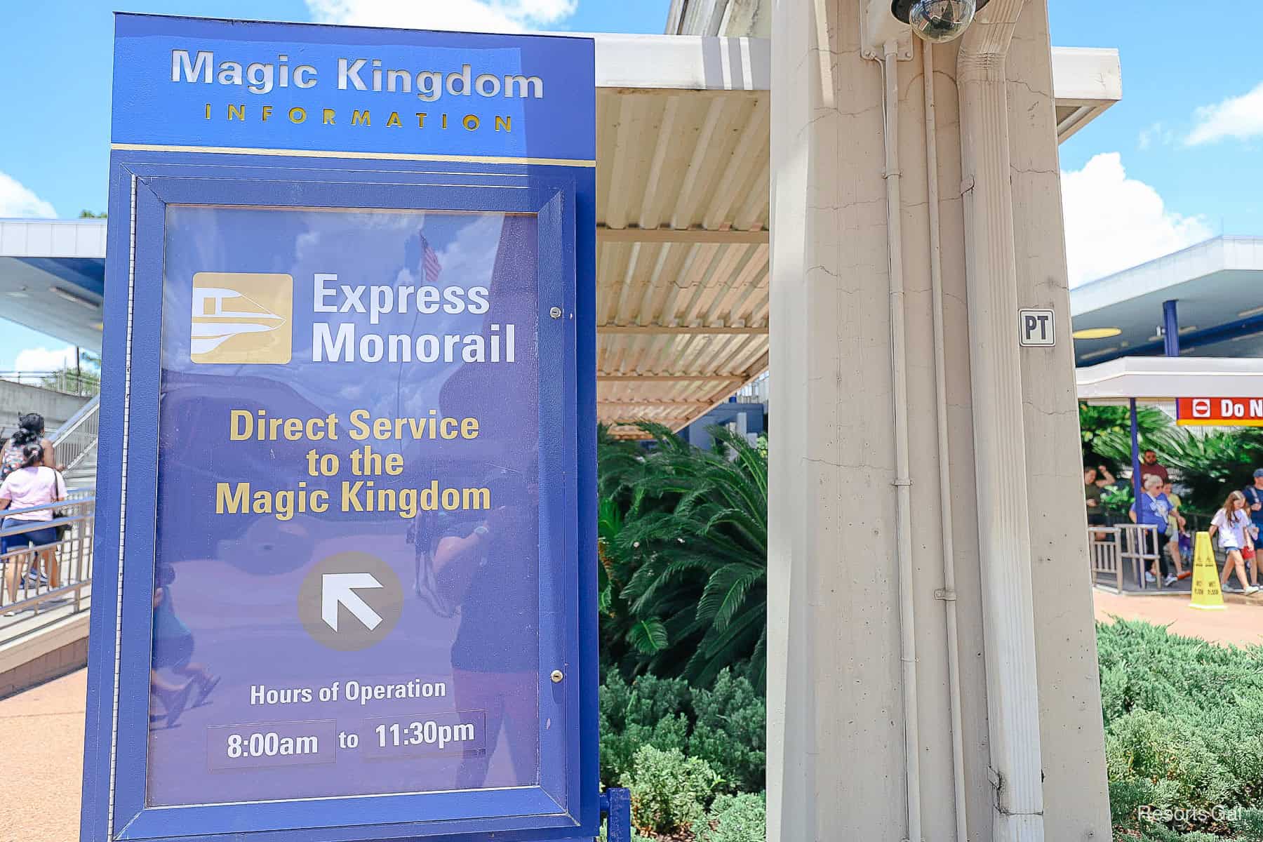 a sign that shows the Express monorail 