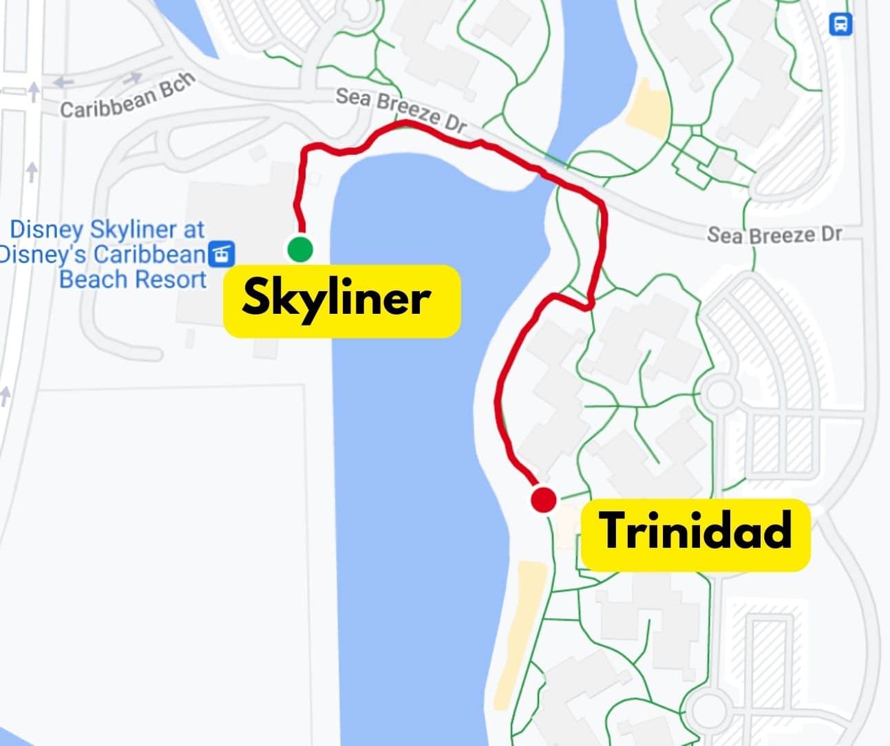 walking distance from the Skyliner to Trinidad 
