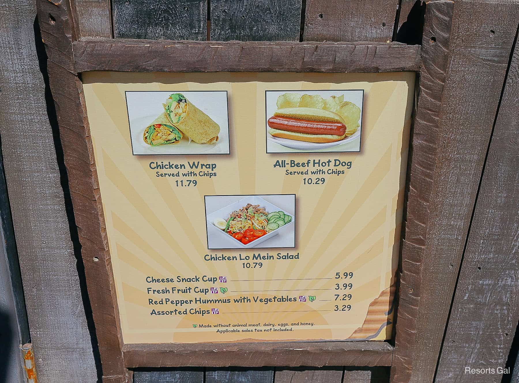 the menu board for the Crush Cart at Typhoon Lagoon 