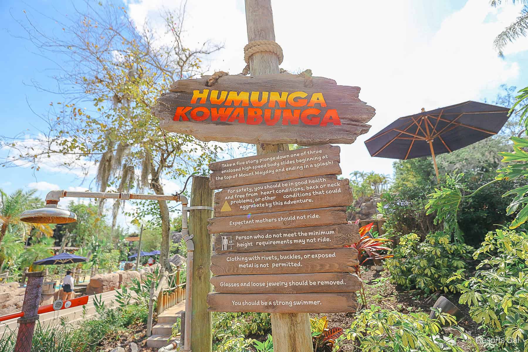 signage for Humunga Kowabunga at Disney's Typhoon Lagoon 