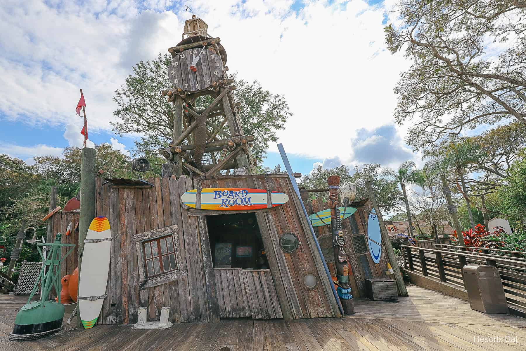 the Board Room and clock tower at Disney's Typhoon Lagoon 