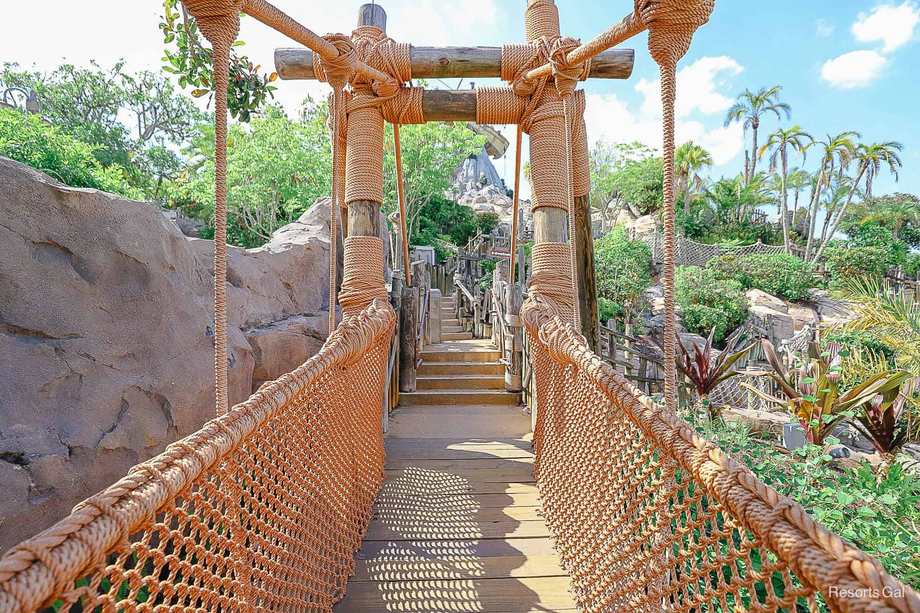 about half way across the rope bridge 