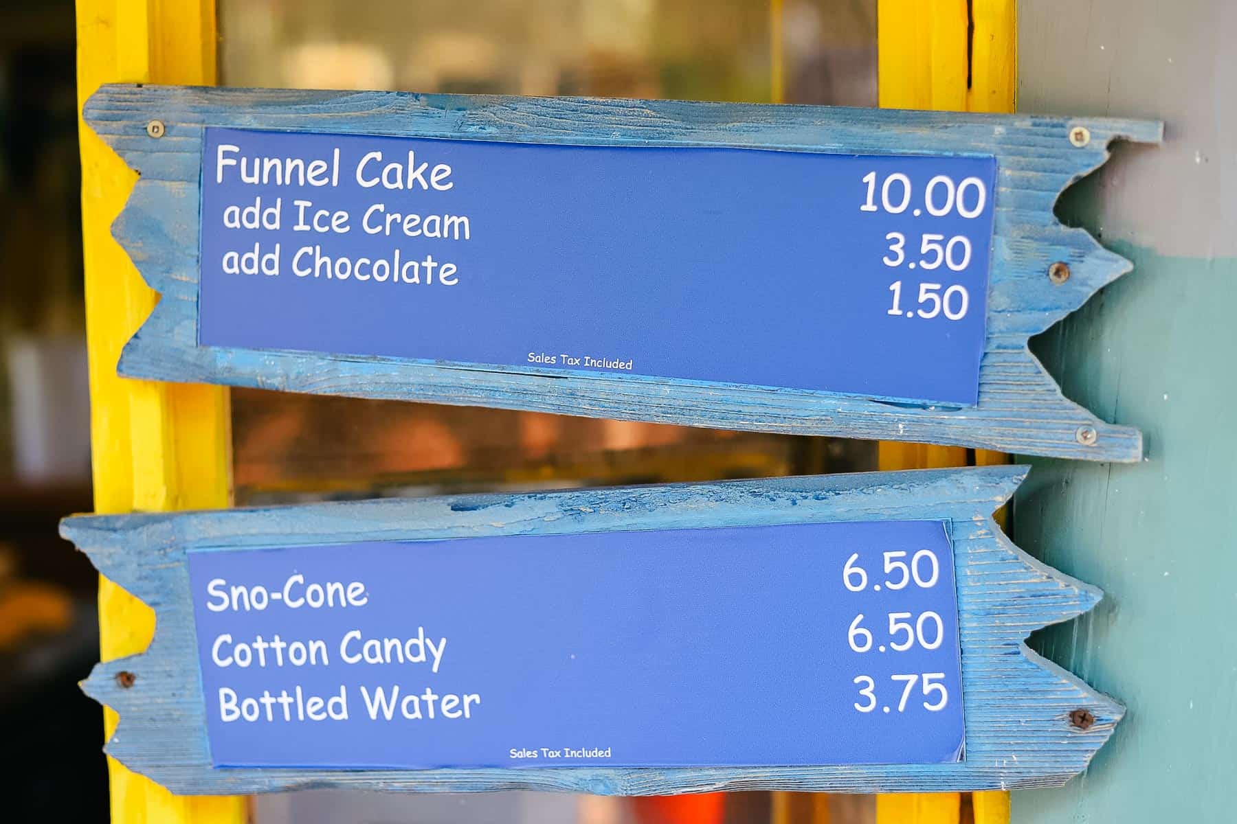 the Funnel Cake stand menu at Typhoon lagoon 