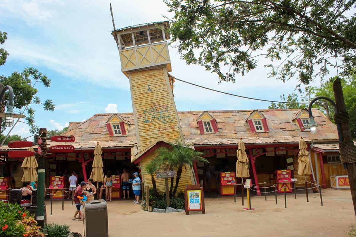 Leaning Palms quick service restaurant at Typhoon Lagoon 