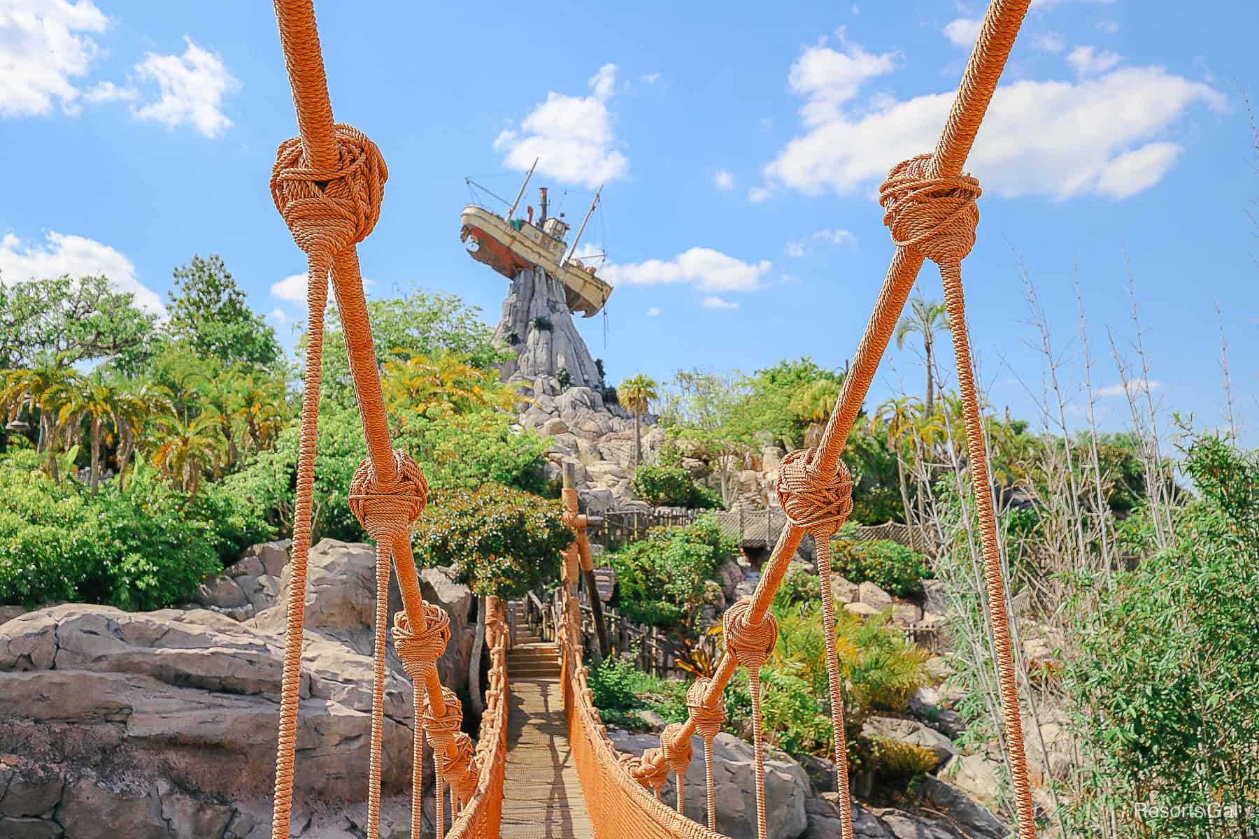 new ropes were installed on the rope bridge at Typhoon Lagoon 