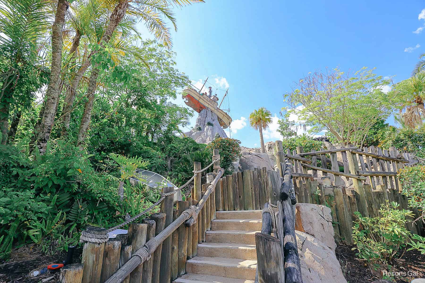 a few steps away from the highest point of the Mountain Trail at Typhoon Lagoon