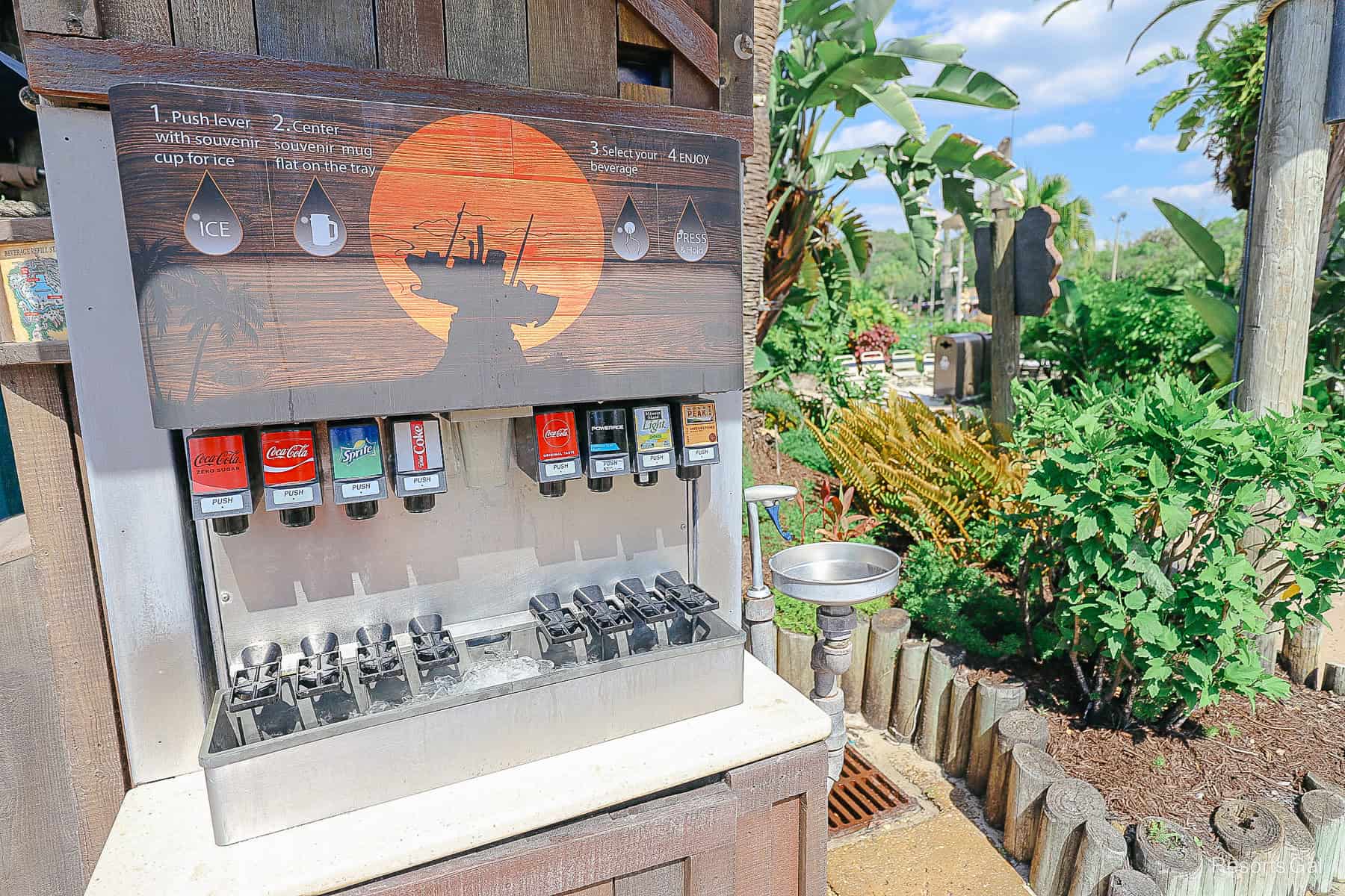 the beverage refill station at Surf Doggies at Typhoon Lagoon 