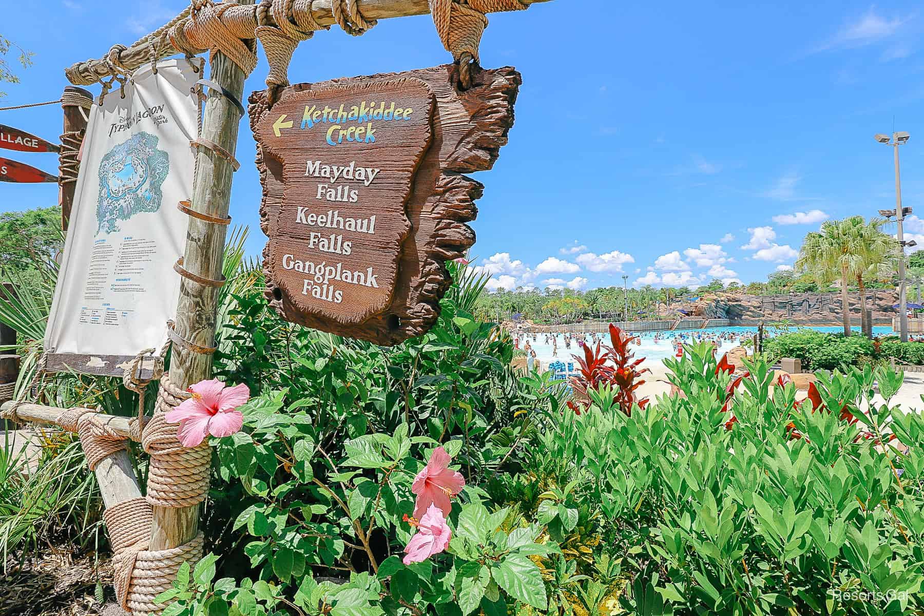 signs with lists of things to do at Disney's Typhoon Lagoon 