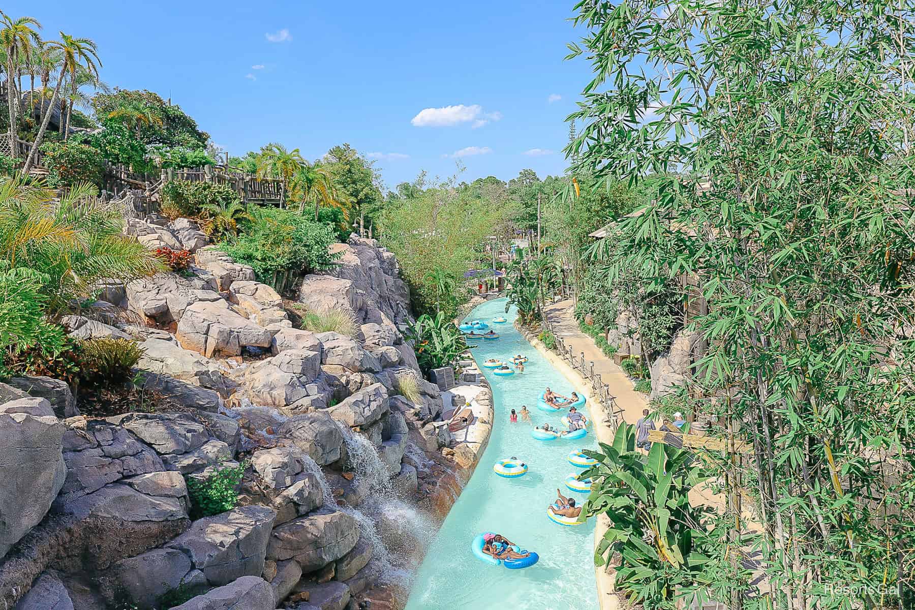 a view of the lazy river from the rope bridge 