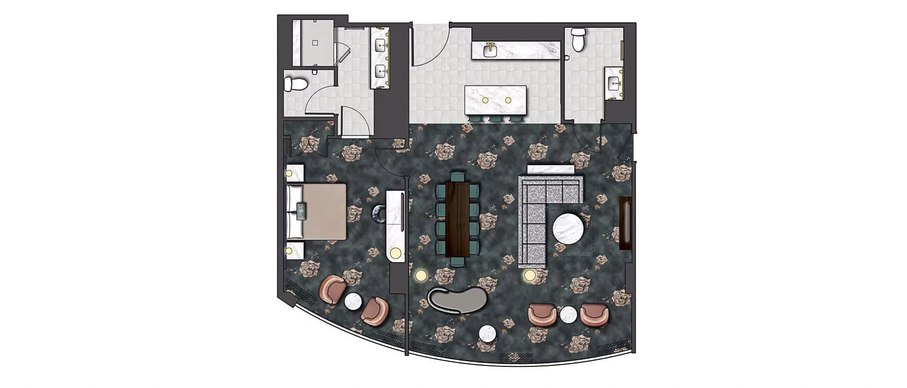 Floor Plan of a Hospitality Suite at Universal Orlando Resort Helios Hotel by Loews 