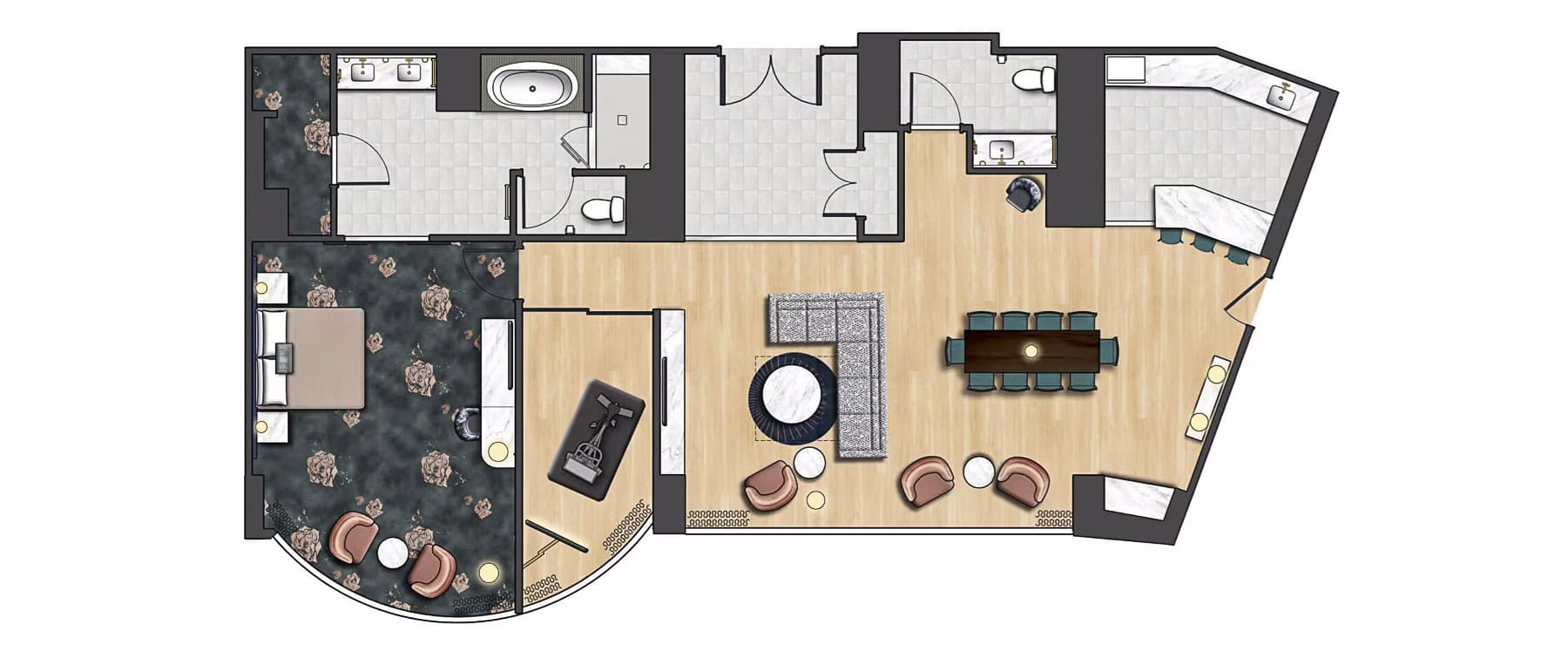 Floor Plan of a Presidential Suite at Loews Universal Orlando Resort 