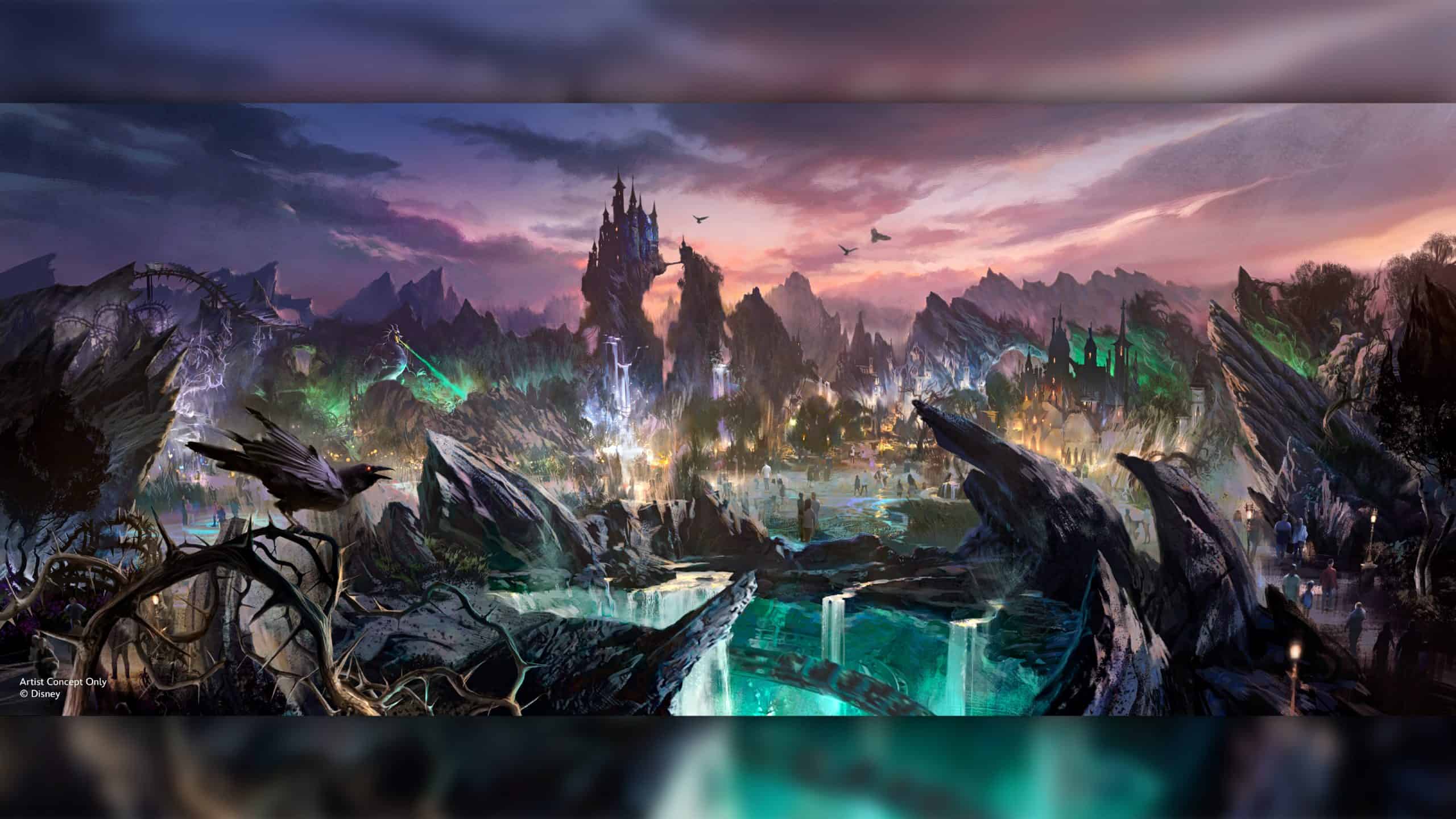 Disney concept art of a Villain-themed land for Magic Kingdom 