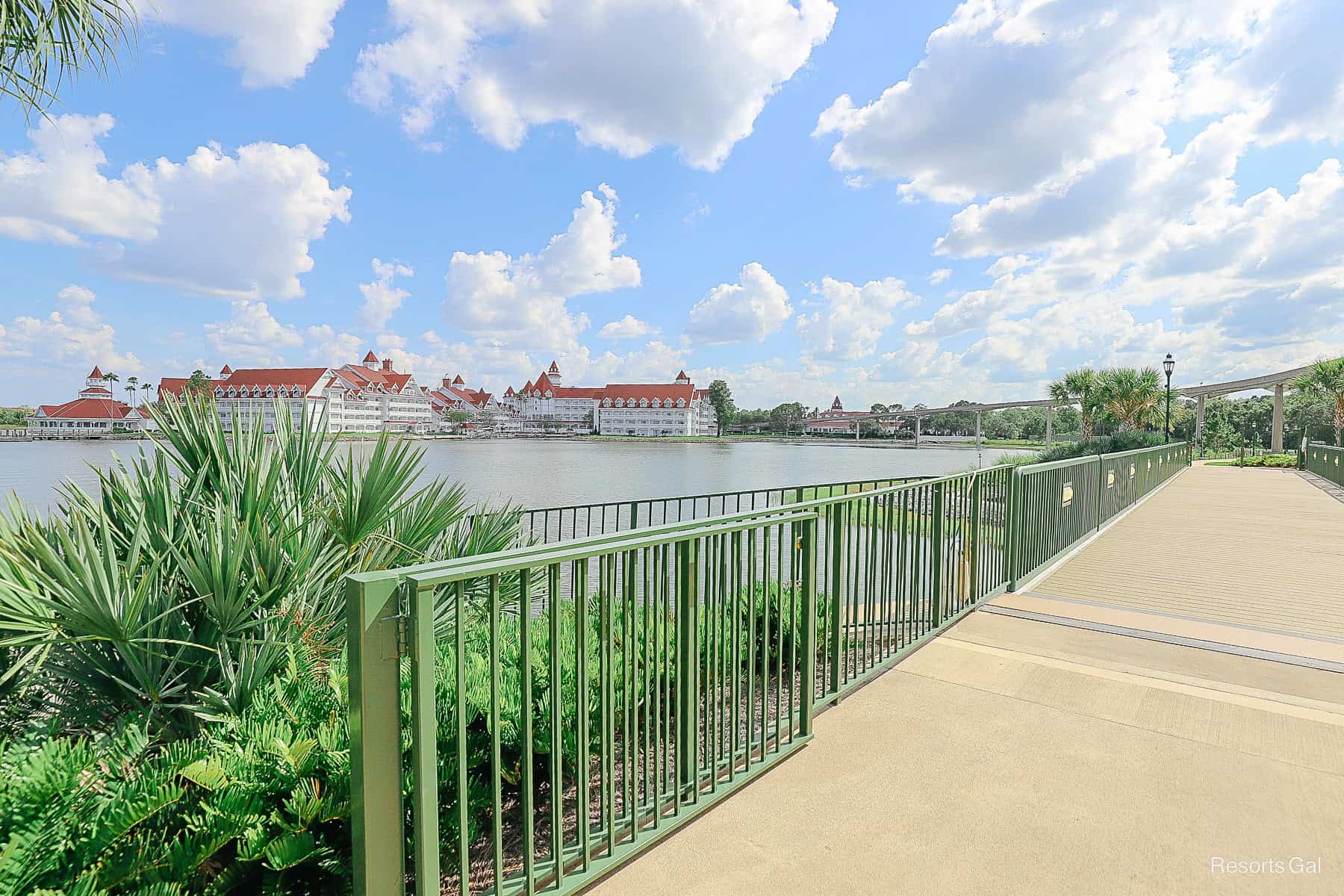 the bridge facing the resort 