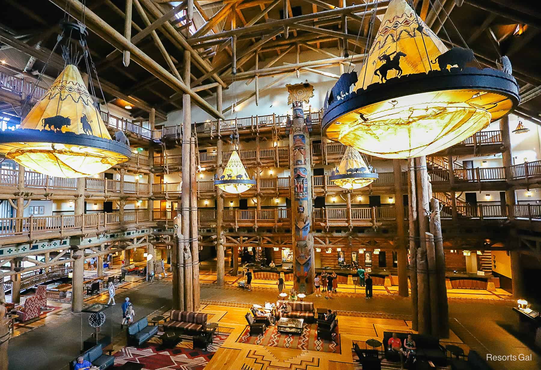 the lobby of Disney's Wilderness Lodge 